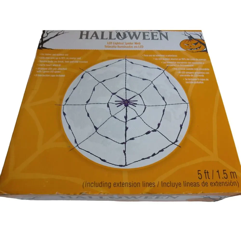 Celebrate It Halloween 5 Ft LED Purple Black Lighted Spider Web